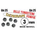BILLE TUNGSTENE FENDUE NOIR X 25 DE 3 mm