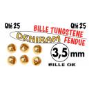 BILLE TUNGSTENE FENDUE OR X 25 DE 3,5 mm