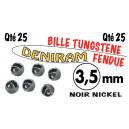 BILLE TUNGSTENE FENDUE NOIRE NICKEL X 25 DE 3 mm