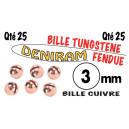 BILLE TUNGSTENE FENDUE CUIVRE X 25 DE 3 mm