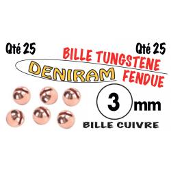 BILLE TUNGSTENE FENDUE CUIVRE X 25 DE 3 mm