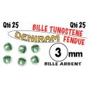 BILLE TUNGSTENE FENDUE ARGENT X 25 DE 3 mm