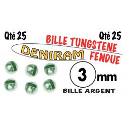 BILLE TUNGSTENE FENDUE ARGENT X 25 DE 3 mm
