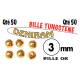 BILLE TUNGSTENE FENDUE OR X 50 DE 3mm