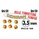 BILLE TUNGSTENE FENDUE OR X 50 DE 3,5 mm