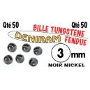 BILLE TUNGSTENE FENDUE NOIRE NICKEL X 50 DE 3 mm