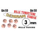BILLE TUNGSTENE FENDUE CUIVRE X 50 DE 3 mm