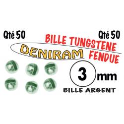 BILLE TUNGSTENE FENDUE ARGENT X 50 DE 3 mm