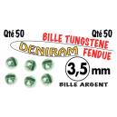 BILLE TUNGSTENE FENDUE ARGENT X 50 DE 3,5 mm